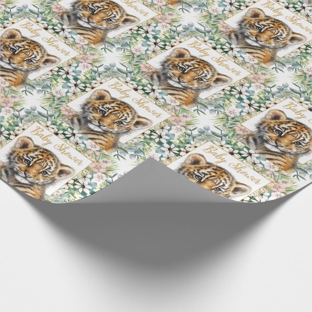 Realistische Tiger Cub Gender Neutral Baby Dusche Geschenkpapier (Ecke)