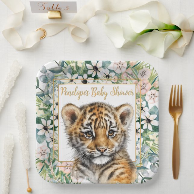 Realistische Tiger Cub Gender Neutral Baby Dusche Pappteller (Hochzeit)