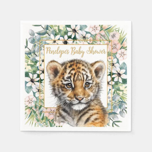 Realistische Tiger Cub Gender Neutral Baby Dusche Serviette (Vorderseite)