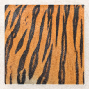 Realistische Tigerhautstruktur. Glasuntersetzer