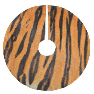 Realistische Tigerhautstruktur. Polyester Weihnachtsbaumdecke