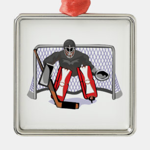 realistische Vektorillustration eines Eishockeytor Silbernes Ornament