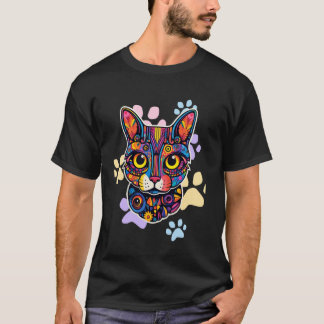 Realistische Wasserfarbe Katze Süße Katze Malen Fa T-Shirt