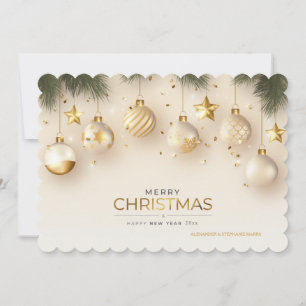 Realistische Weihnachtsschmuck-Weihnachtskarte Feiertagskarte