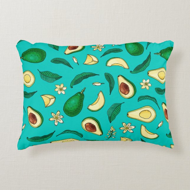 Realistischer Avocado. Nahtloses Muster. Sommer ex Dekokissen (Vorderseite)