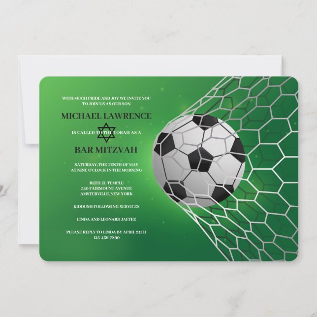 Realistischer Fußballball-Ball Bar Mitzvah-Einladu Einladung (Vorderseite)