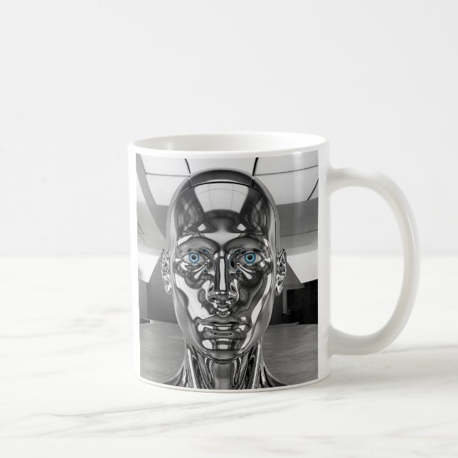 Realistischer futuristischer Chromroboter Kaffeetasse (Rechts)
