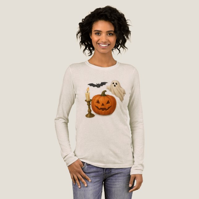 Realistischer Halloween-Sticker Tri-Blend Shirt (Volle Vorderseite)