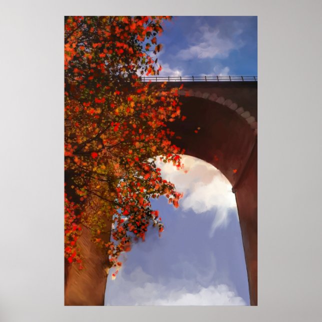 Realistischer Herbstbaum mit roten Blätter in Newq Poster (Vorne)