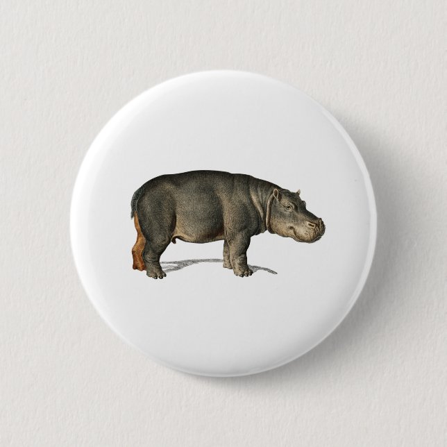 Realistischer Hippo Illustration-Hippopotamus Button (Vorderseite)