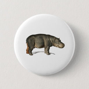 Realistischer Hippo Illustration-Hippopotamus Button