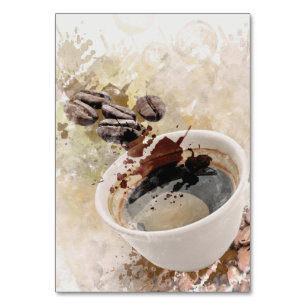 Realistischer Kaffee Cup Wasserfarben Kunst drucke Tischnummer