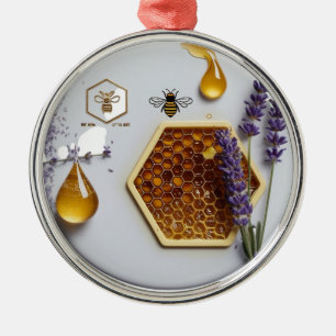 Realistischer Lavendel-Honigwaben-Bienen-Natur-Pre Ornament Aus Metall