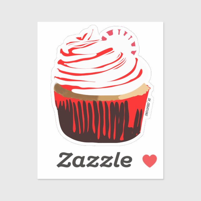 Realistischer Peppermint Cupcake Aufkleber (Blatt)