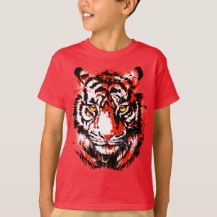 Realistischer Red Tiger Head T - Shirt für Kinder