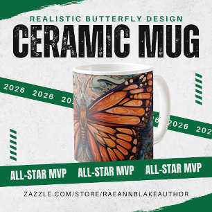 Realistischer Schmetterlingsdesign Keramikbecher Kaffeetasse