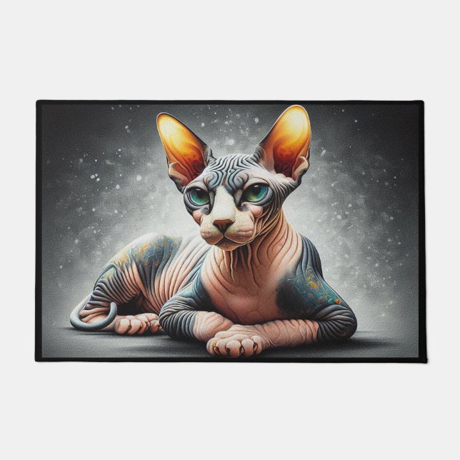 Realistischer Sphynx-Katze, sphynx-haarloser Katze Fußmatte (Vorderseite)