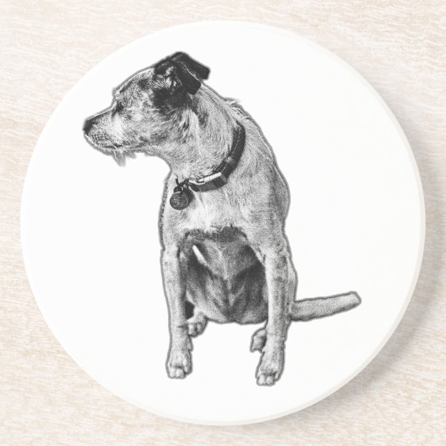 Realistischer Terrier Mix Sitting Untersetzer (Vorne)