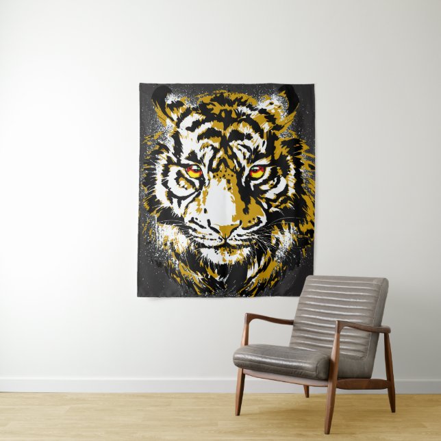 Realistischer Tiger - Cooler Tigerkopf Zeichnend Wandteppich (Beispiel)