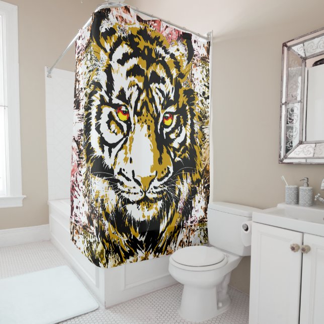 Realistischer Tiger-Duschvorhang - Cooler Tigervor Duschvorhang (Beispiel)