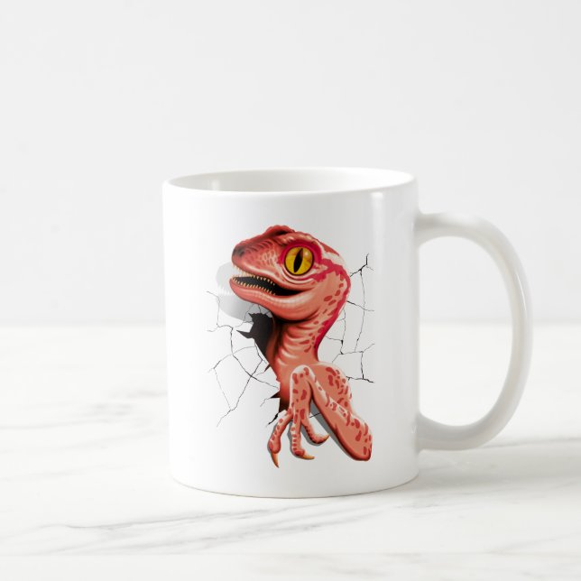 Realistischer Velociraptor Dinosaur Hatching Kaffeetasse (Rechts)