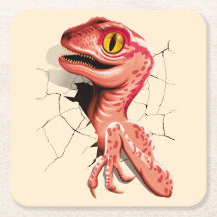 Realistischer Velociraptor Dinosaur Hatching Rechteckiger Pappuntersetzer