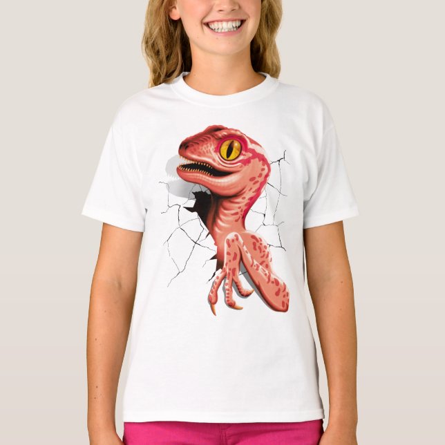 Realistischer Velociraptor Dinosaur Hatching T-Shirt (Vorderseite)