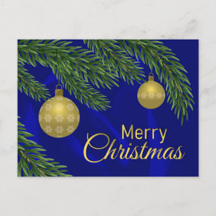realistischer Weihnachtsbaum mit goldener Dekorati Postkarte