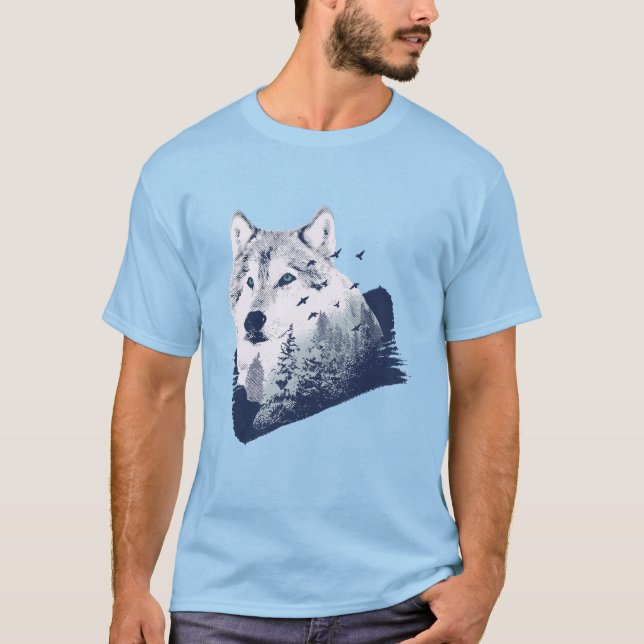 Realistischer Wolf Forest T - Shirt (Vorderseite)