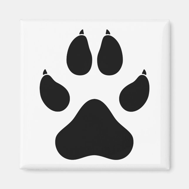 Realistischer Wolf Paw Print - Schwarz Magnet (Vorne)