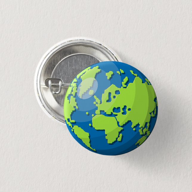 Realistisches 3D-Globus-Design Erde Planet Kunst Button (Vorne & Hinten)