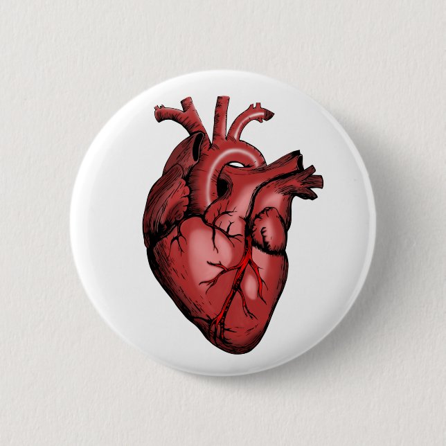 Realistisches Anatomisches Herzbild Button (Vorderseite)