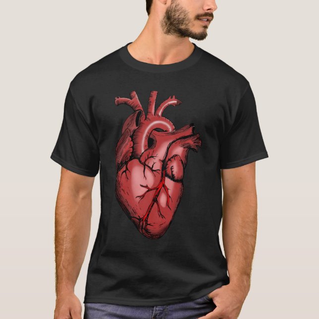 Realistisches Anatomisches Herzbild T-Shirt (Vorderseite)