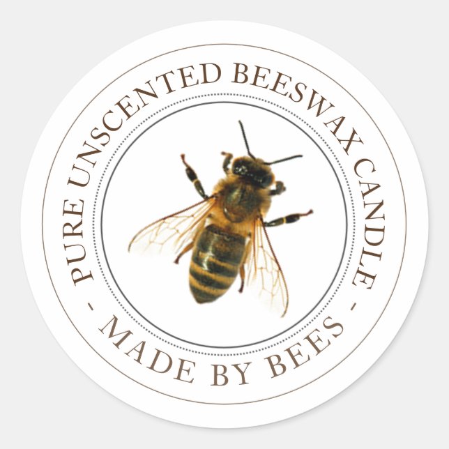 Realistisches Bienenwachskandell-Etikett Runder Aufkleber (Vorderseite)