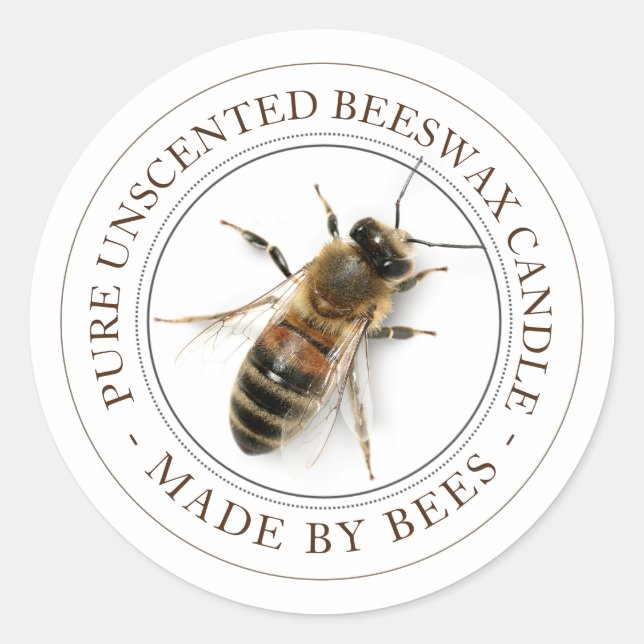 Realistisches Bienenwachskandell-Etikett Runder Aufkleber (Vorderseite)