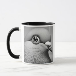 Realistisches Bild einer Taube in Schwarz-Weiß. Tasse