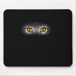 Realistisches Cat Eyes Kitty Feline Grafik Schwarz Mousepad