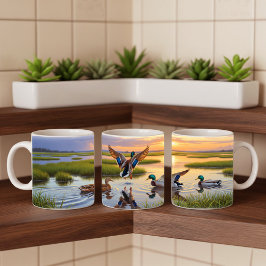 Realistisches Design der Mallard Digital Painting Kaffeetasse