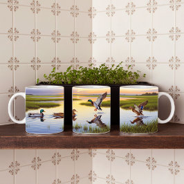 Realistisches Design der Mallard Digital Painting Kaffeetasse