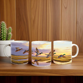 Realistisches Design der Mallard Digital Painting Kaffeetasse