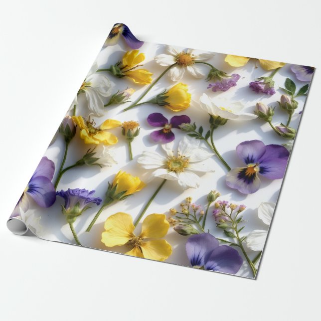 Realistisches eingelegtes Blumen-Frühlingsgeschenk Geschenkpapier (Ungerollt)