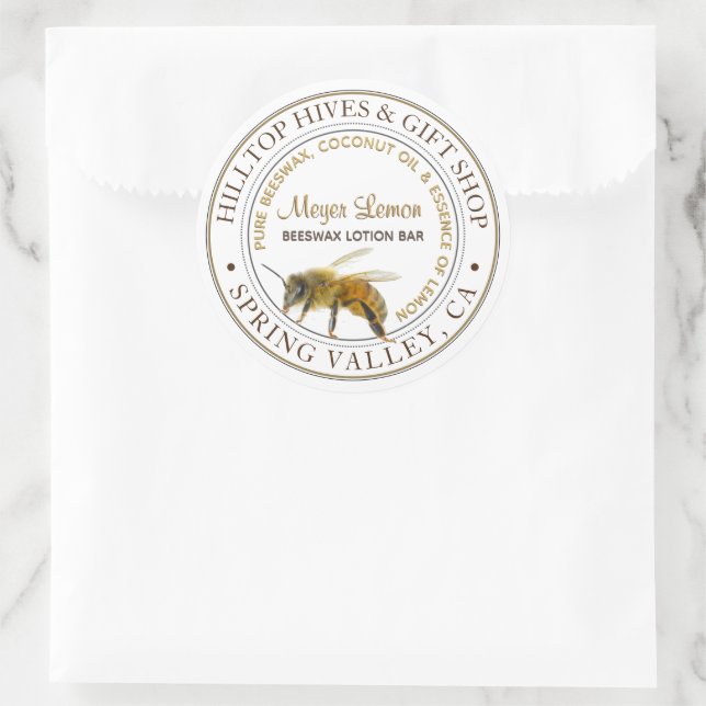 Realistisches Etikett für Bienenfuttermittel Runder Aufkleber (Tasche)