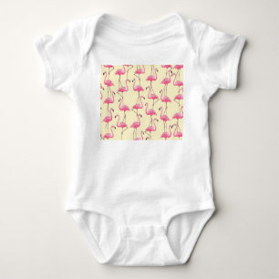 Realistisches Flamingo-Bird-Muster Baby Strampler