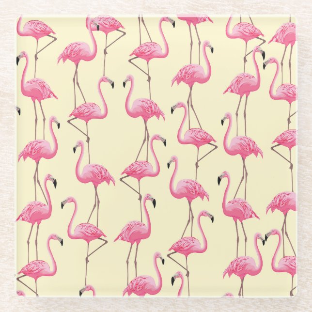 Realistisches Flamingo-Bird-Muster Glasuntersetzer (Vorderseite)