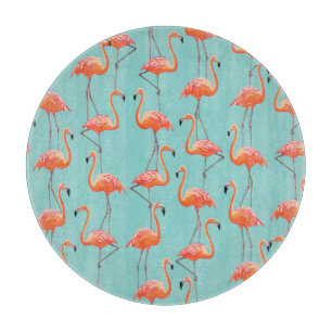 Realistisches Flamingo: Vintages Vogelmuster Schneidebrett