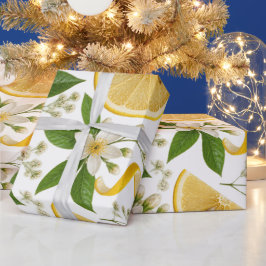 Realistisches gepresstes Zitronen- und botanisches Geschenkpapier