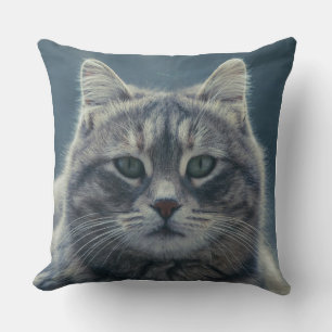 Realistisches Gesicht-Kissen mit Grauem Tabby-Katz Kissen