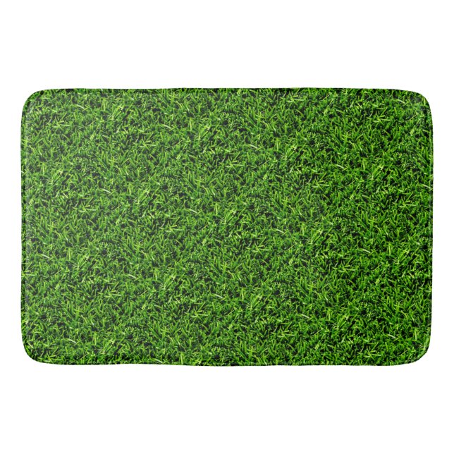 Realistisches Gras Foto Textur Funny Bright Green Badematte (Vorderseite)