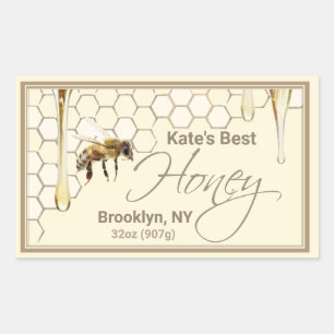 Realistisches Honeycomb Honey Tropfen Rectangle La Rechteckiger Aufkleber