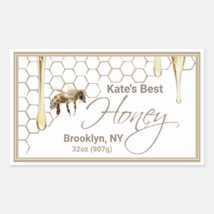 Realistisches Honeycomb Honey Tropfen Rectangle La Rechteckiger Aufkleber